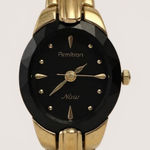 Armitron Now Gold Tone Ladies Watch Black Dial Oval Face Stainless Steel Photo 0