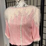 Vintage Crochet Macrame Angora chunky knit Breathable Pastel sweater shirt coquette coastal cottage Western Pink Size M Photo 1