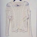 Torn By Ronny Kobo  white lace up ruffle sweater Photo 3