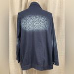Quacker Factory  Denim Jacket 1X Blue Leopard Print Rhinestone Buttons Photo 3