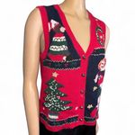 Vintage Capacity women’s Festive Red and Black Women's Sweater Vest size M Size M Photo 1