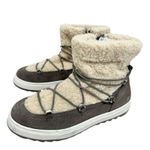 Blondo  Boots Size 9.5 Waterproof Gray Cream‎ Suede Shearling Upper Lace Up Photo 4