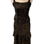 Victoria Dunn Tiered Maxi Dress Tie Shoulders Gatsby Black Velvet NWT XS Photo 0