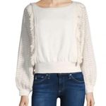 Free People Women White Faff & Fringe Pullover Sweater Scoop Neck size Large. Photo 0