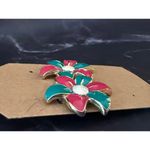 Retro Floral Power Earrings Pink & Teal Petal Perfection! Photo 3