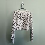 Champion  Reverse Weave Dalmatian Black White Print Cropped Sweatshirt Small Photo 5