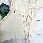Adiva Cream Embroidered Boho Gauzy Belted Kimono Top Size Medium Photo 5