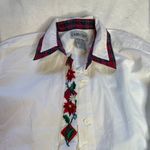 Cabin creek  Vintage Button Up Plaid White Red Christmas Holiday Winter Medium‎ Photo 1