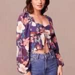 Band of Gypsies B.O.G. Collective Band of the Free Floriane Floral Long Sleeve Crop Blouse Photo 3
