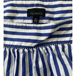 Talbots Size XL Sailboat Stripe Scallop Square Neck Top Blue White 100% Cotton Photo 2
