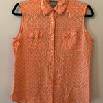 Wrangler  Pink Orange Sleeveless Pearl Snap Shirt Western Women's size Large Photo 0