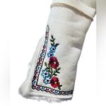 Rosy Love's 70's Style Embroidered Faux Fur Jacket Size Medium Buckle White Boho Blue Photo 1