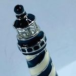 Pacific&Co Lighthouse Brooch Pendant PS& Black White Silver Tone Metal Stripe Ocean Beach Photo 2