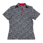 TAIL Short Sleeve Golf Tee Half Button Mock Neck Black White Red Spotted Size XS Photo 0