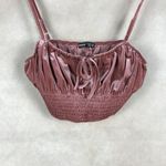 SheIn Soft Velvet Smocked Mauve Crop Top NEW Size 6 Medium Photo 2