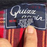 Vintage Quizz Again NY Christmas Santa Sleigh Reindeer Embroidered Plaid Shirt Red Size L Photo 7