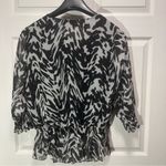 Dress Barn Dress Barn 1X Black & White Zebra-esque Sequin Accent Cinch Top Photo 3