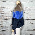 Architect NWT Size 3X Brown & Blue Colorblock Stripe Plush Velour Sweatshirt Top Photo 1