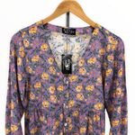 Nrvna Mode Jeanne Purple Floral Mini Shirt Dress Long Sleeve size Small NWT Photo 3