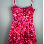 BCBGMAXAZRIA sz2 Pink/Red Floral Rosette Cocktail Party Mini Dress Bubble hoco Photo 3