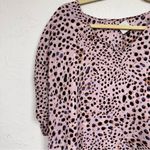CAbi  Purple Animal Print Short Sleeve Blouse Womens S Oversized Tunic Shirt Photo 1