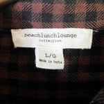 BeachLunchLounge Plaid Patchwork Button Shirt Womens L Brown Black 90s Grunge Photo 4