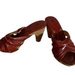 Frye Brown Leather Crisscross Multi Slide Reese Slip On Heels Women Sz 6.5 Photo 5