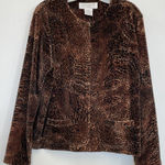 Jones New York Jones New York Jacket Women Brown Animal Print Full Zip Long Sleeve - Size L Photo 0