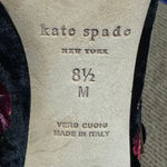 Kate Spade New York Gable Black Velvet Floral Embroidered Heels Size 8.5 Photo 7