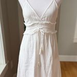Roxy White Cotton Gauze Tassel Tie Waist Backless Sundress Coverup Dress Sz XS Photo 0