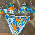 Cupshe  Tropical Floral Underwire Bikini - Blue Orange ruffle Photo 0