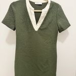 Sandro Paris Olive Green Shift Dress Minimalist Quiet Luxury Office Size Small Photo 2