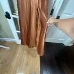 Birdy Grey Kira copper satin 1 shoulder bridesmaid bridal maxi dress NWOT Medium Photo 4