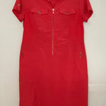 Chico's  Red Short Sleeve Zip Front Utility Dress Size 1 Photo 0
