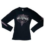 Y2K Live love wild & free ride long sleeve top Black Photo 1