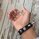 2 PCs faux leather chain spike studded Bracelets — Black Photo 5