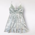 Altar'd State Altar’d State Light Blue Satin Floral Jacquard Ruffled Mini‎ Party Dress Size M Photo 2