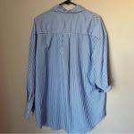 Katch Me Women’s Large Blue White Stripe Button Up Business Casual Long Sleeve Photo 5