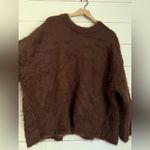 Free People Harrison Bunny Fuzzy Oversized Crew Chocolate Brown NWOT Size L Photo 4
