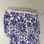 Love Culture  Blue Cream Damask Print Strapless Blouson Wide Leg Jumpsuit Medium Photo 7