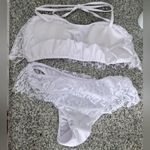 NWOT White Lace Bikini Bandeau Top & Bottom Set Medium Photo 4