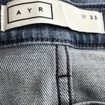 AYR  The Pop Jeans Straight Ankle Raw Hem Frayed High Waisted Bomba Blue 33" Photo 2