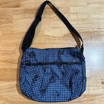 Le Sportsac Blue & Black Pleated Small Crossbody Floral Houndstooth Print, NWOT Photo 3