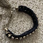 J.Crew Bejeweled Tassel Felt Braided Black Bracelet with Cubic Zirconia Stones GUC Photo 5