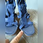 Kate Spade Elegant Classy Navy Blue Suede Women's Wedge Heels Sandals Size 7 Photo 2
