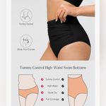 Popilush Shapewear Swimwear Bikini Bottom Tummy Control Ruched Black L NWT Size L Photo 4