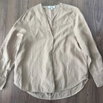 COS Linen Blend Long Sleeve Blouse Beige Brown Top Resortwear Beach Coastal Photo 0