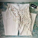Vintage Y2K Joey B bootleg knit beaded scarf pants, size large Tan Photo 5