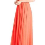 Meghan LA Enchanted Garden Flame Orange Plunge Neck Maxi Slip Dress Size M New Photo 0