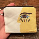 NWT boutique Evil Eye Printed Yellow and White Coin Purse Photo 2